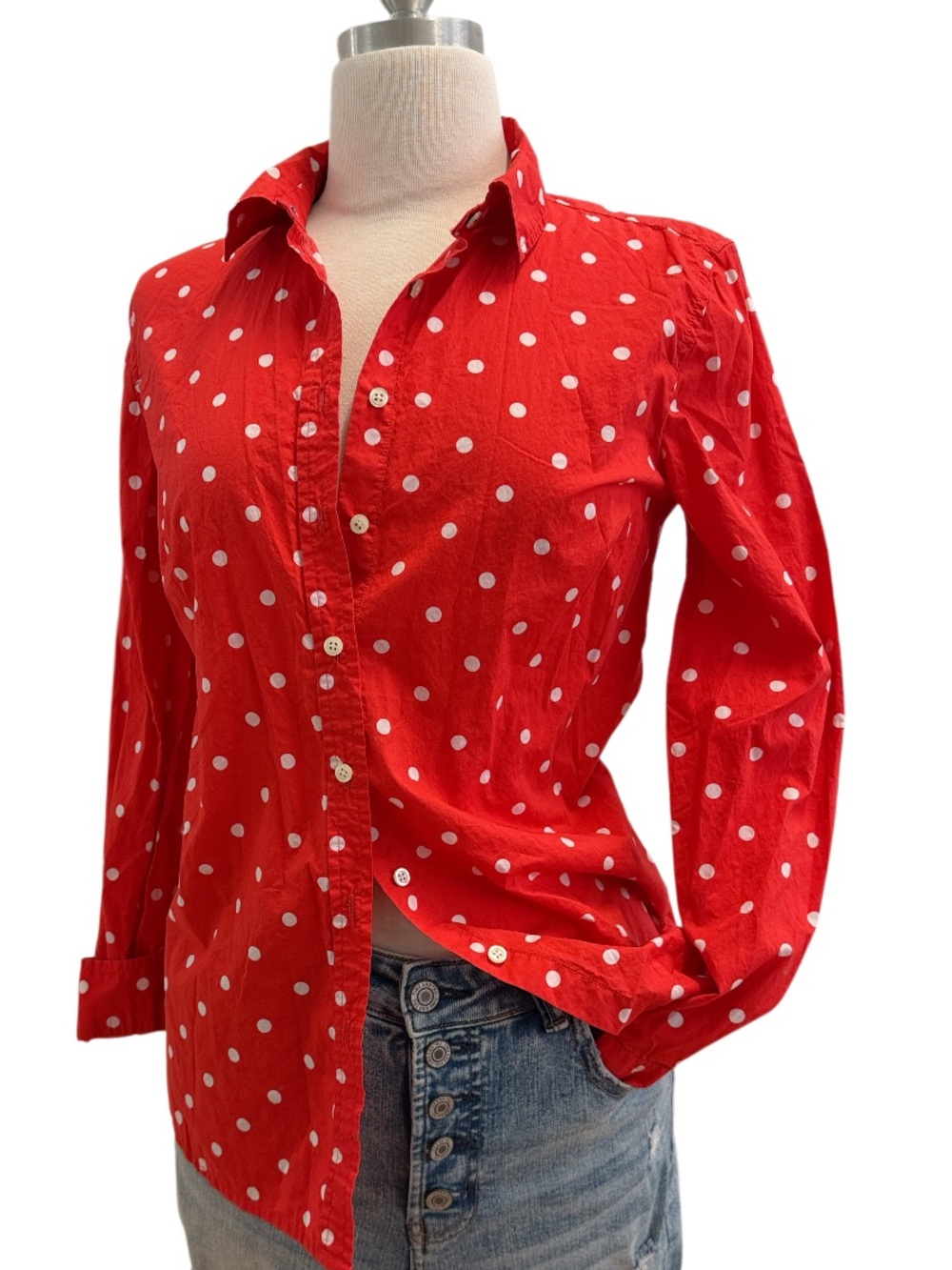 NWOT- Talbots Red Polka Dot Button-Down Shirt